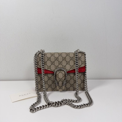 Authentic Gucci Dionysus Small GG Supreme Canvas, Suede Shoulder Bag Beige,