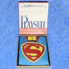 1950s/1960s SUPERMAN COSTUME in BOX George Reeves CLASSIC SHIELD Complete MINTY!