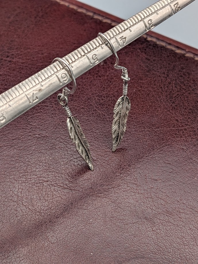 Sterling Silver Feather Hook Back Dangle Earrings… - image 5