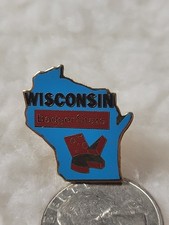 Wisconsin Badger State Shape Souvenir Pin Hat Lapel Pinback