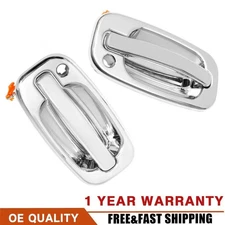 Chrome Outer Outside Exterior Door Handle Pair Set For Chevy Silverado GMC Truck