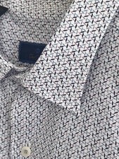 David Donahue Geometric Print Button Up Shirt Short Sleeve Casual Summer XXL