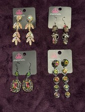 Paparazzi Earrings Lot 4 Pair AB Crystal Rhinestone Dangle Iridescent New