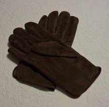 Men's FownesBrown Suede Driving Gloves Size M Wool Lined Wrist Length Solid Knit
