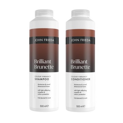 John Frieda Brilliant Brunette Shampoo & Conditioner 500ml x2 White 