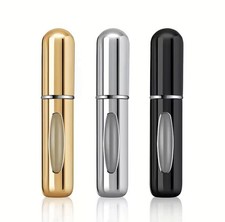 Refillable Reusable Pump Spray Bottles Set Gold Silver Black Plastic Metal 3 in