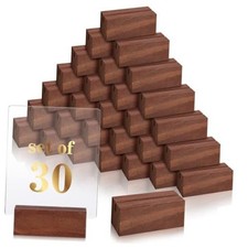 30 Pcs Rustic Wooden Table Number Holders, Pine Wood Place Card Holders for