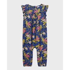 Ralph Lauren Floral Print Blue Baby Romper Jumpsuit Ruffle Sleeve Summer Outfit