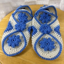 VTG Handmade Crochet Knitted House Slippers 9 Long