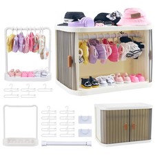 Foldable Doll Wardrobe Closet Storage Box for Labubu Clothes 15 Compatible