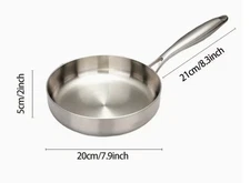 20cm Stainless Steel Frying Pan Skillet Flat Bottom 8in Induction Safe