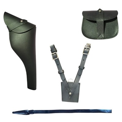 Sam Browne Gürtel echt Munitionstasche, Schwert Frosch, Schwertknoten, Waffenholster schwarz BE