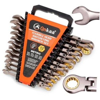 Flexible Ratcheting Wrench Set 12pcs Metric 8-19mm Flex-Head Metric 12pcs