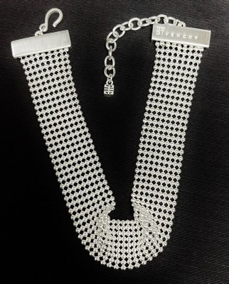 VINTAGE BIJOUX GIVENCHY SILVER MESH BALL CHAIN CHOKER STATEMENT NECKLACE J58