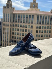 PRADA Men’s Blue Saffiano Leather Loafer Driver Moccasins SZ 9.5 US