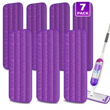 Mop Pads 7 Pack, Machine Washable, For Spray Mops 13 15 Inches, Purple