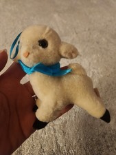 Vintage R Dakin  Co Mini Plush Lamb Stuffed Animal 4" Ornament 100 Wool