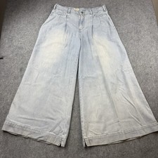 PILCRO Womens Sz 30 Pleated Palazzo High Rise Wide Leg Jeans Blue Anthropologie