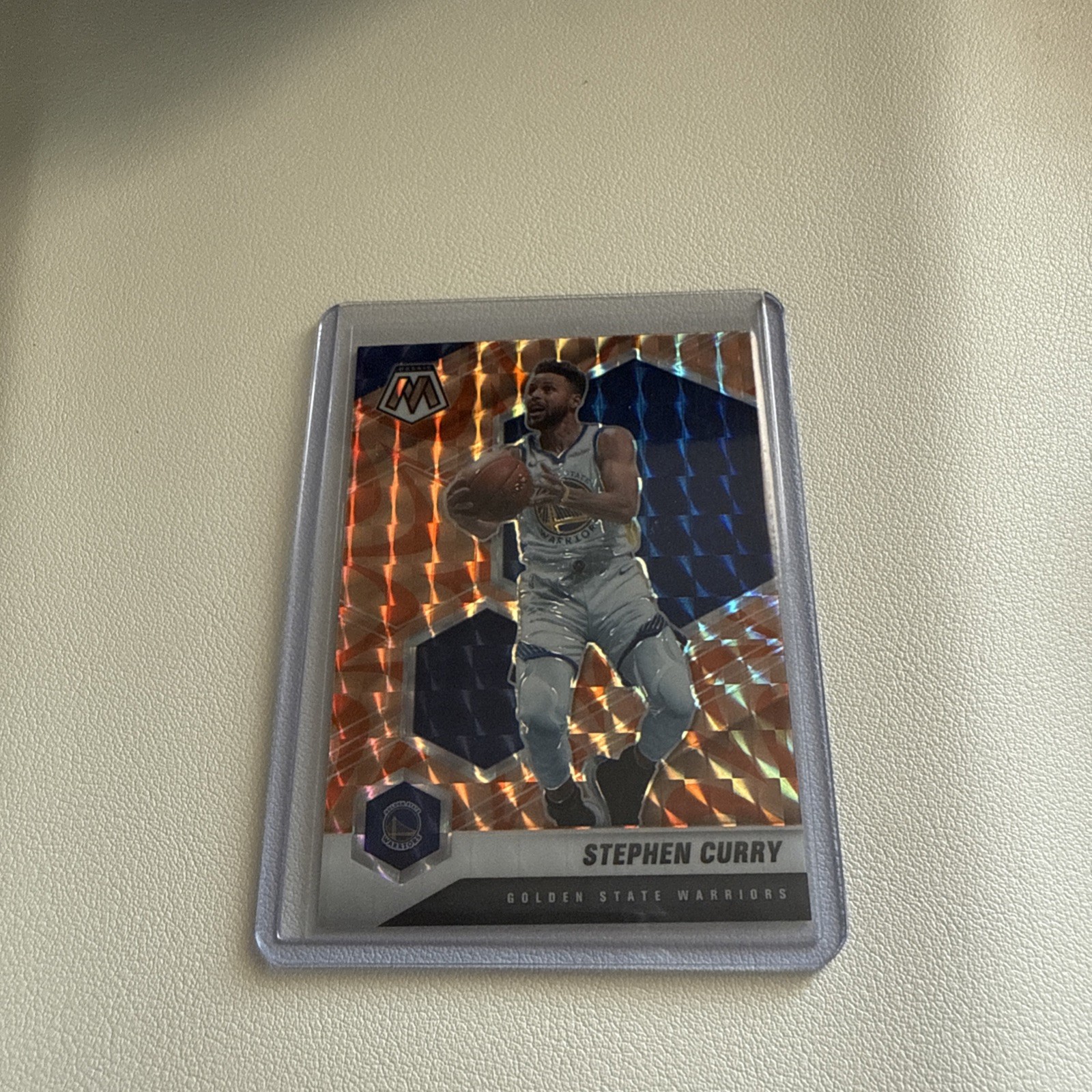 Stephen Curry Warriors 2020-21 Panini Mosaic Orange Reactive Parallel Card #175