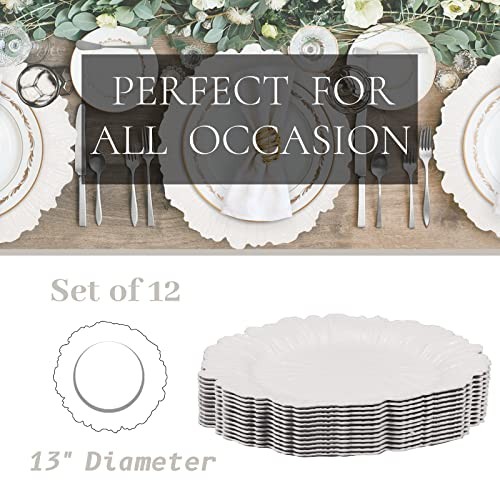 White Charger Plates Set of 12, Reef Plate Chargers for Dinner Plate, Plastic - Picture 7 of 7
