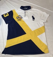 Y2K Polo Ralph Lauren Yacht Club Polo Shirt Mens XL Blue Yellow Rugby PRL
