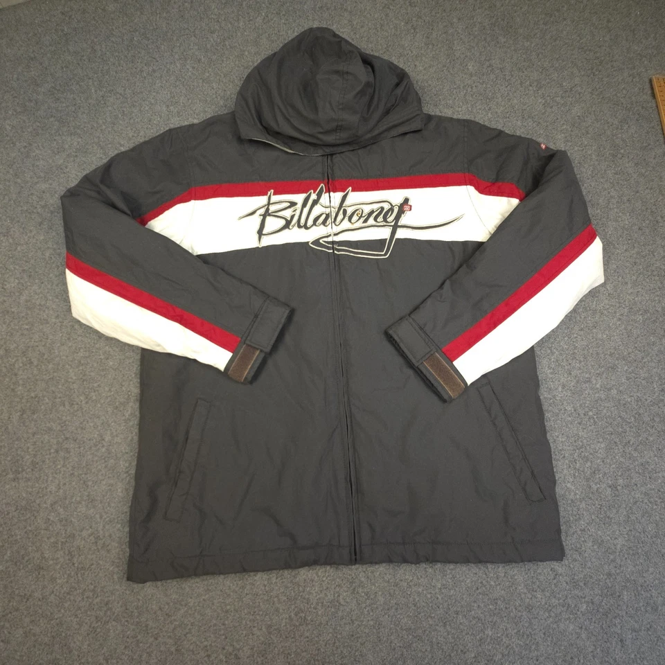 Chaqueta Billabong vintage para hombre MEDIANA negra con capucha manga larga logotipo de escritura talla M Foto 2 de 4