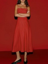 Reformation Pomona Linen Dress In Lipstick, NWOT, NEVER WORN, NO FLAWS.