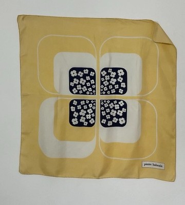 PIERRE BALMAIN Women s Silk Geometric Scarf In Yellow W Floral Details 30''/30''