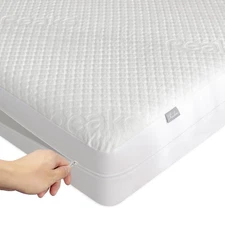 Queen Size Mattress Protector with Zipper - 100% Waterproof Zippered Mattress...