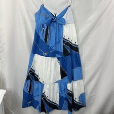 J.Crew Ratti Regatta Sailboat Cotton Poplin Tie-Front Midi Dress Size 2 Blue NWT