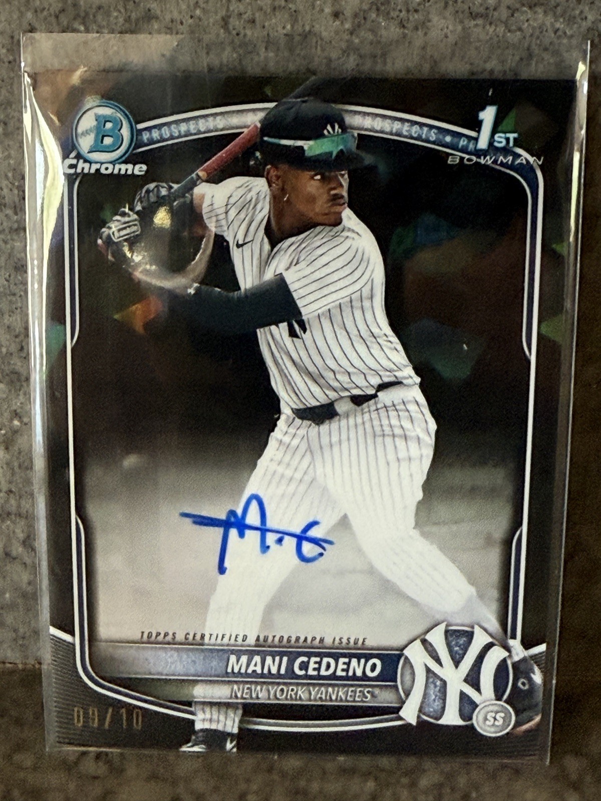 2025 Bowman Chrome Sapphire Auto Mani Cedeno Black Refractor 1st Prospect /10