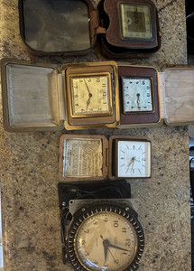 Antique Travel Alarm Clock Dashboard lot watchmaker Vintage