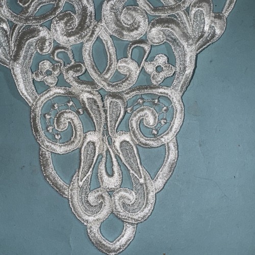 Large Ivory Lace FLORAL RAYON VENISE YOKE APPLIQUÉ Vintage 15”x 12 Bridal - Picture 6 of 7