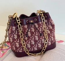 Christian Dior Vintage Chain 2Way Shoulder Bag Crossbody Red Gold Women Classic