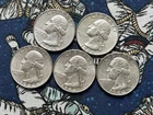 Lot of 5 90% Silver Washington Quarters All Are 1964 D Free S&H Wow #03