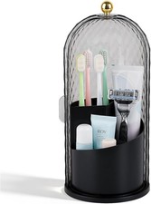 Toothbrush Holder with Cover for Bathroom Countertop, Rotating Organizer for Ele
