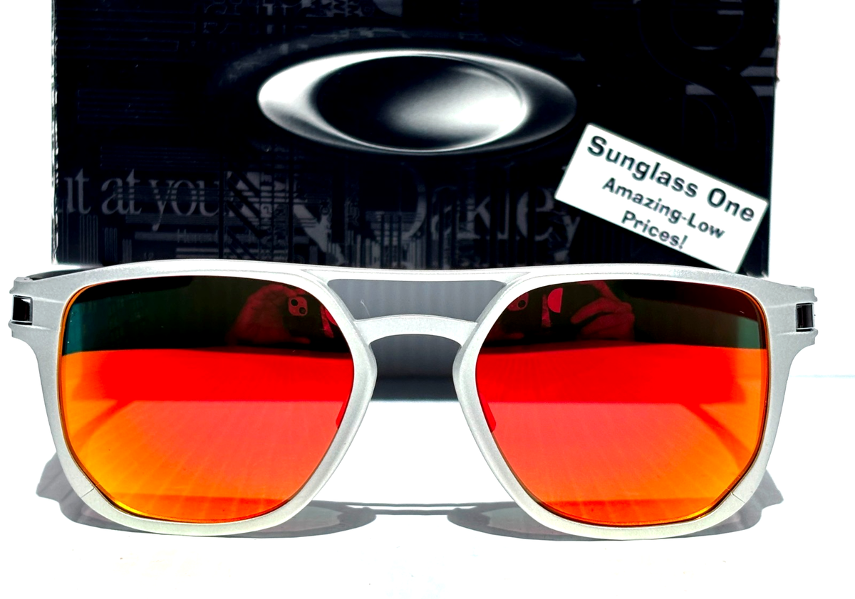 NEW Oakley LATCH ALPHA Silver POLARIZED Galaxy Ruby Mirror Lens