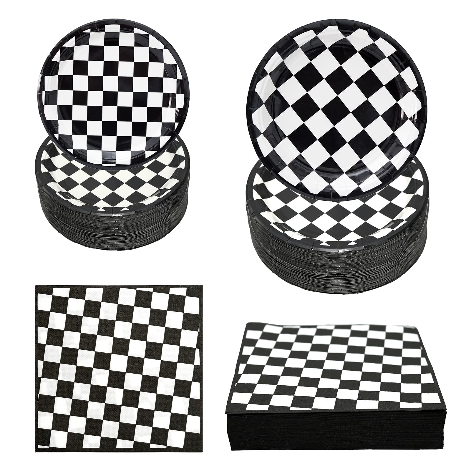 180Pcs Race Car Party Supplies Paper Plates and Napkins Serve 60 Disposable T...