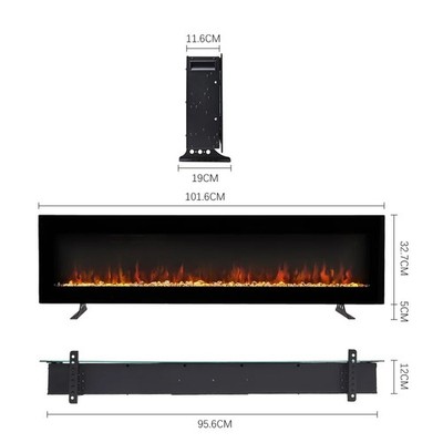 LED Kamin Medienwand Feuer Wandmontage Stand Elektro Heizung Scheitholz & Kristalle