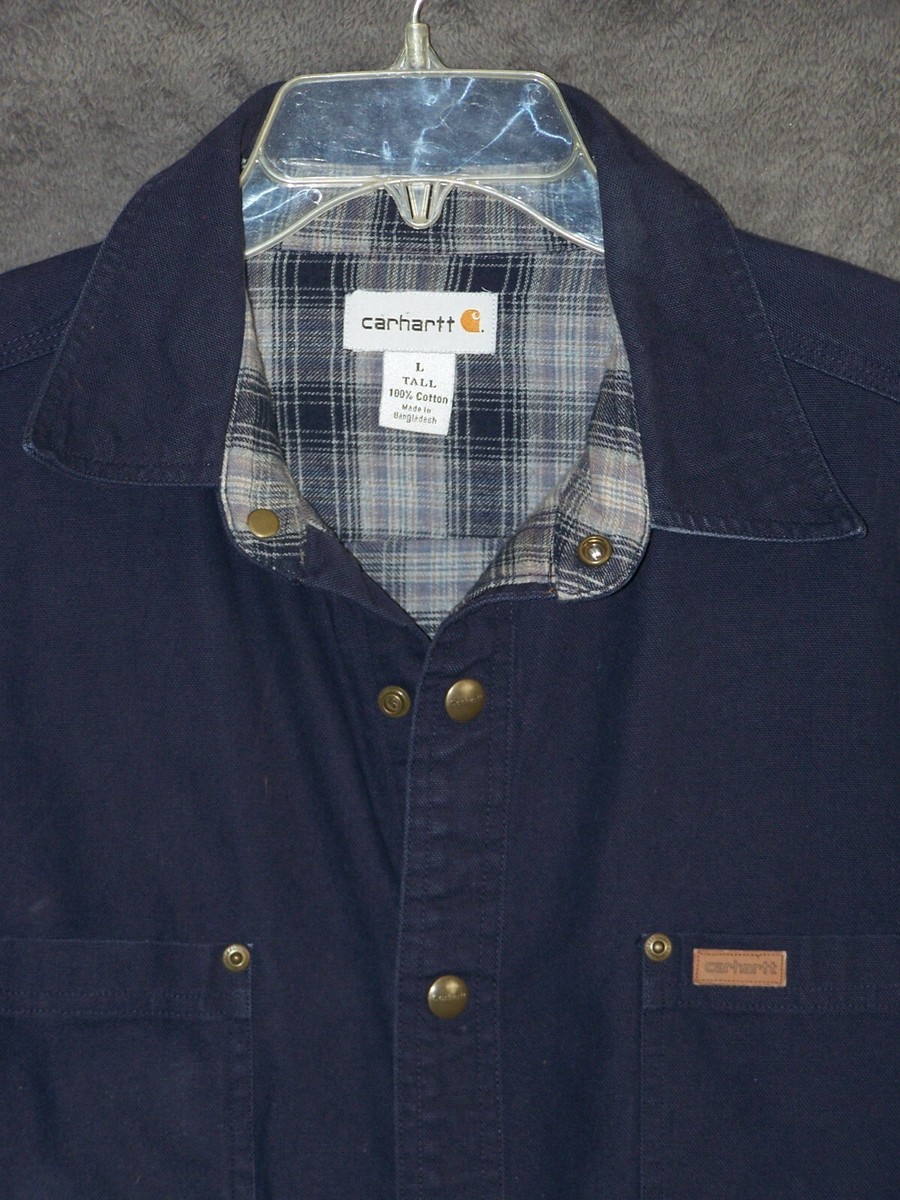 Carhartt Jacket Adult Large Tall Black Flannel Lined S296 Carhartt Jacket Adult Large Tall Black Flannel Lined S296