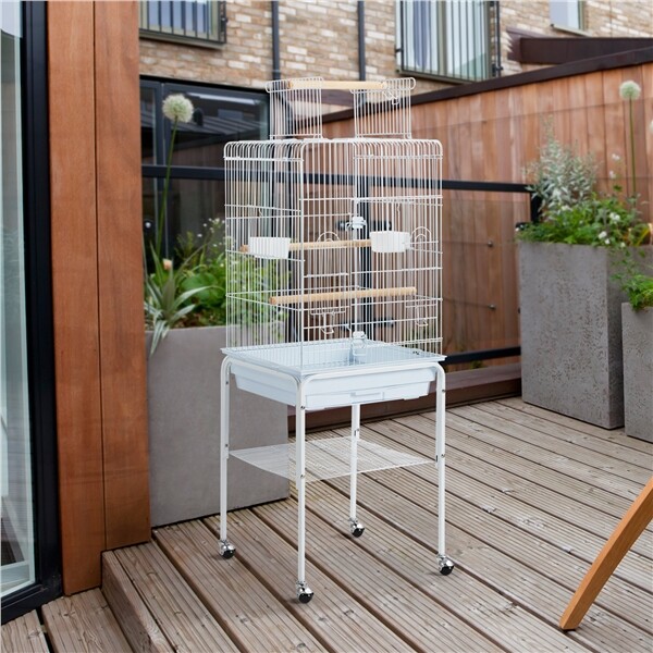 Metal Bird Cage Play Open Top Budgies Cage with Stand for Parrot Canary Parakeet