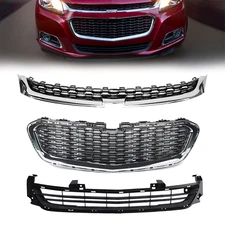 Front Bumper Grille Upper+Center+Lower For 2014-2016 Chevrolet Malibu 3PCS Set