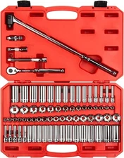 TEKTON 3/8 Inch Drive 6-Point Socket and Ratchet Set, 73-Piece | SKT15311 SAE/MM