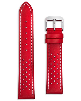 Red Leather Rally Watch Strap - Omega Moonswatch Mars Style - 18 20 22 24mm