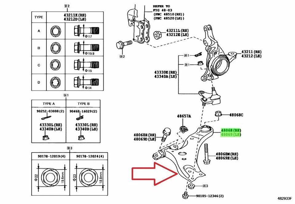 Genuine Toyota Lexus 10-18 RX350 RX450h Front Lower Control Arm LH RH Set OEM - Image 2 of 4