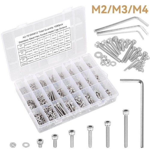 1080tlg M2 M3 M4 Edelstahl Sechskantschrauben Schrauben Muttern Sortiment Set - Bild 5 von 12
