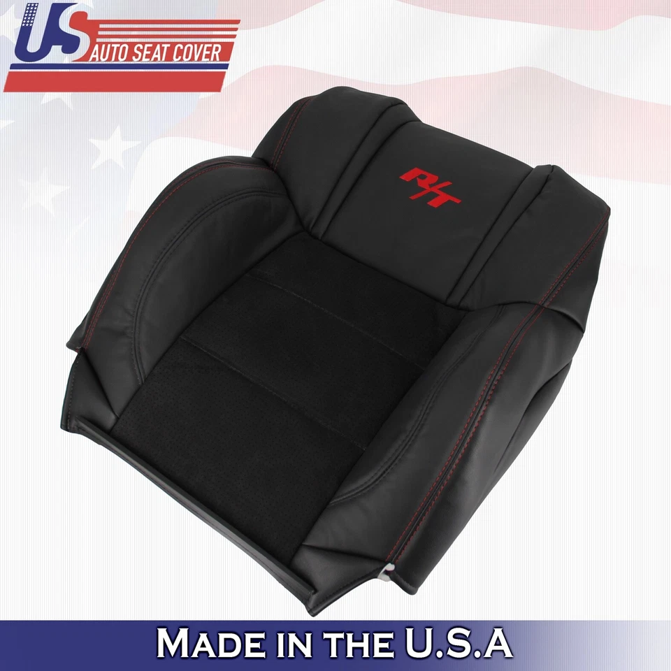 Cubiertas de asiento de cuero negras para Dodge Charger RT parte superior inferior del conductor negras Foto 3 de 4