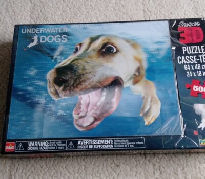 UNDER WATER DOGS Super 3-D PUZZLE 500pcs Golden Retriever  NEW 