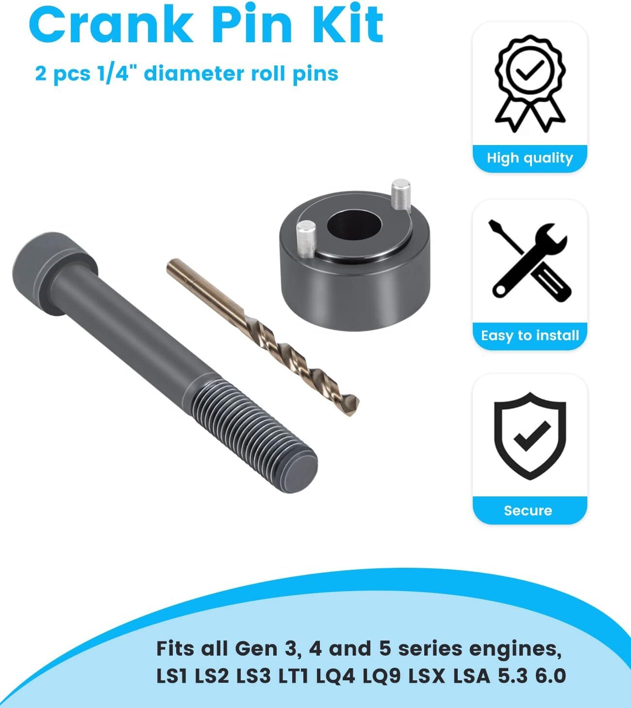 LS Crank Pin Kit LS1 LQ4 LS3 LSX Crankshaft Damper Drill Pinning