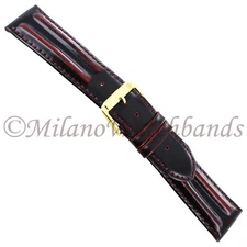 18mm Speidel Burgundy Red Genuine English Leather Double Ridge Mens Band 954 530